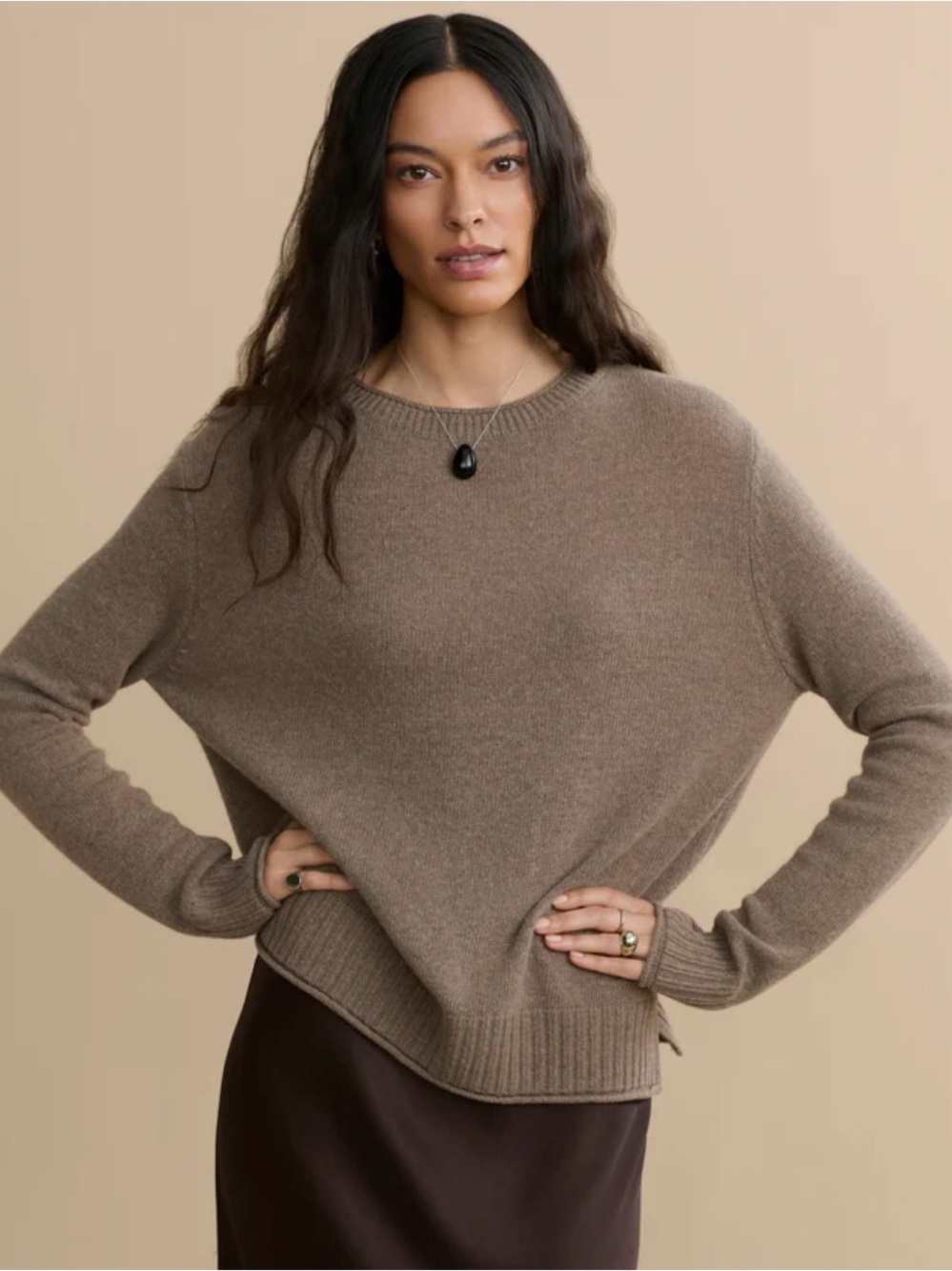 Jenni Kayne Taupe Crewneck Sweater